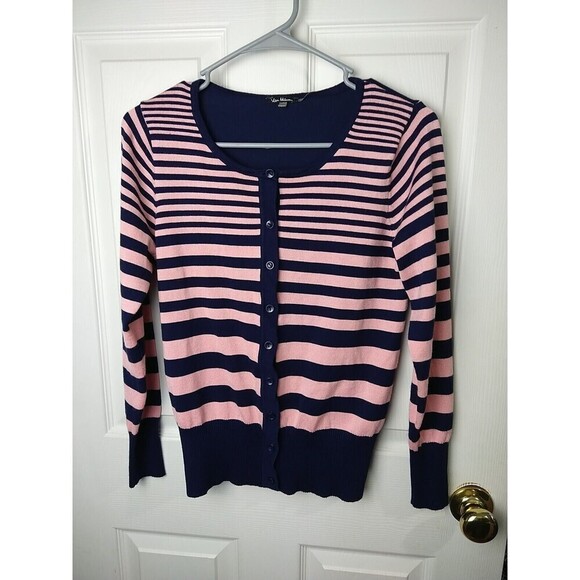 Vila Milano Blue Pink Button Front Long Sleeve Cardigan. Size M - Picture 1 of 9